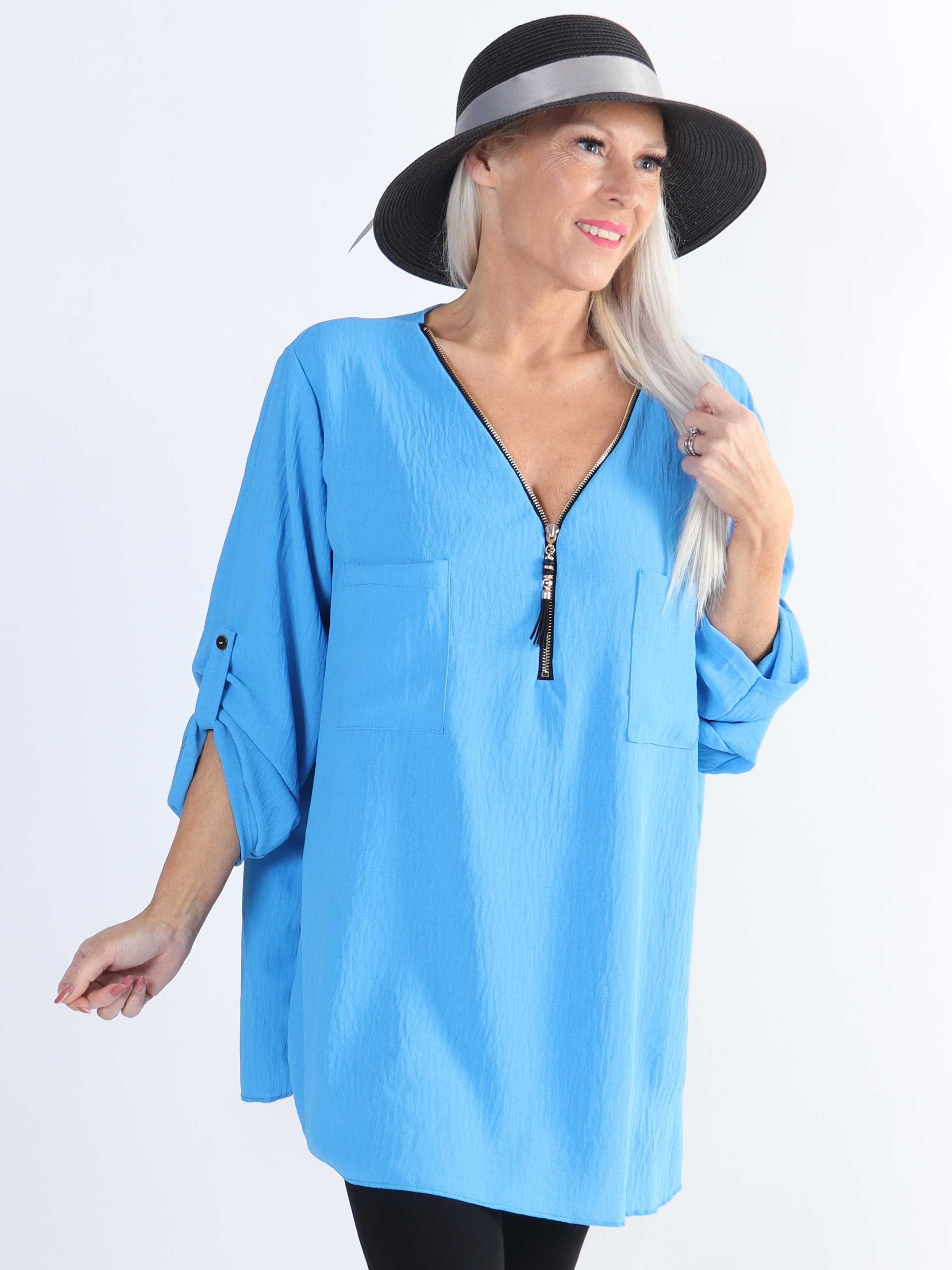 Claudia - Basic tunika med dragkedja i plus size